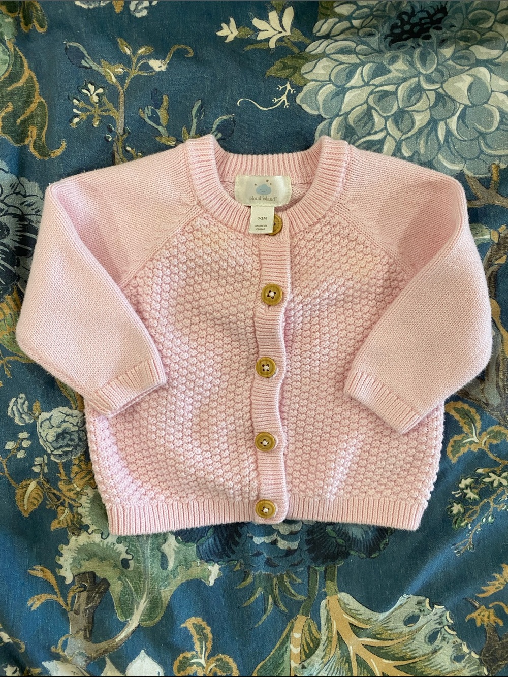 Like-new Light Pink Knit 100% Cotton Baby Cardigan